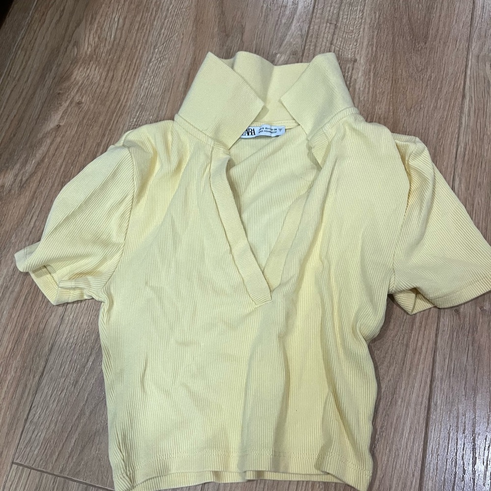 Yellow Collared Cropped Zara Top